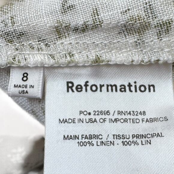 Reformation Desiree Linen Dress Ivy - Picture 8 of 11